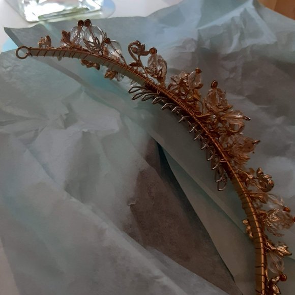 Woodland Tiara-Gold Leaves, Australian Crystals